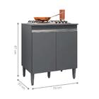 Balcão Para Cozinha 2 Portas United Cinza Fosco