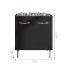 Balcão Para Cozinha 2 Portas United Preto Fosco