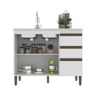 Balcão Para Cozinha 3 Gavetas 2 Portas 120cm Branco