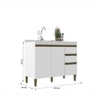 Balcão Para Cozinha 3 Gavetas 2 Portas 120cm Branco