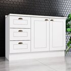 Balcão Para Cozinha 3 Gavetas 2 Portas Com Tampo Emily Branco