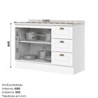 Balcão Para Cozinha 3 Gavetas 2 Portas Com Tampo Emily Branco