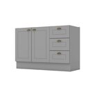 Balcão Para Cozinha 3 Gavetas 2 Portas Com Tampo Emily Cinza/