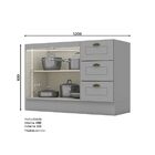 Balcão Para Cozinha 3 Gavetas 2 Portas Com Tampo Emily Cinza/