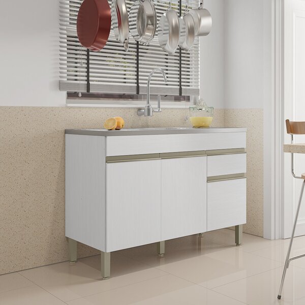 Balcão Para Cozinha 3 Portas 1 Gaveta 120cm Line Supremo