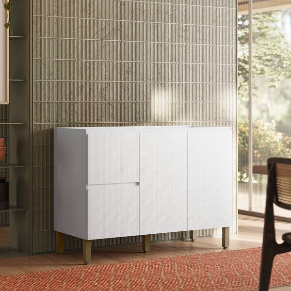 Balcão Para Cozinha 3 Portas 2 Gavetas 120cm Branco/ Artico