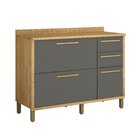 Balcão Para Cozinha 3 Portas 2 Gavetas 120cm Torino Cinamomo/