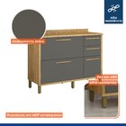 Balcão Para Cozinha 3 Portas 2 Gavetas 120cm Torino Cinamomo/