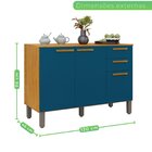 Balcão Para Cozinha 3 Portas 2 Gavetas Amanda Cinamomo / Azul