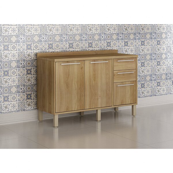 Balcão Para Cozinha 3 Portas 2 Gavetas Montreal Sallêto Móvei