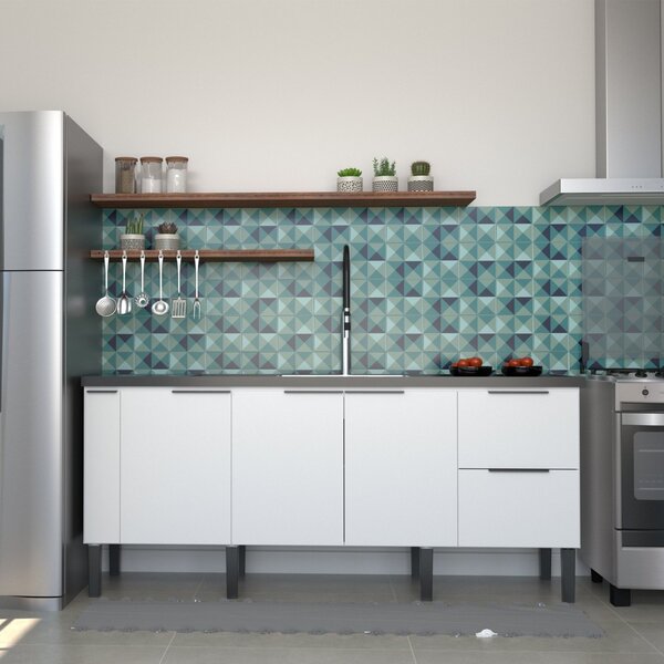 Balcão Para Cozinha 3 Portas 3 Gavetas Cisne  Branco