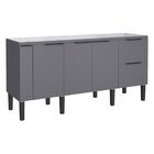 Balcão Para Cozinha 3 Portas 3 Gavetas Cisne  Cinza