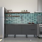 Balcão Para Cozinha 3 Portas 3 Gavetas Cisne  Preto