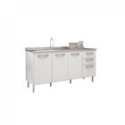 Balcão Para Cozinha 3 Portas 3 Gavetas Fit  Branco Uv/branco