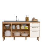 Balcão Para Cozinha 3 Portas 3 Gavetas Fit Freijó/off White C