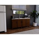 Balcão Para Cozinha 3 Portas 4 Gavetas  Imbuia Fosco