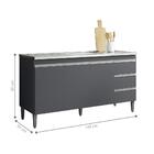 Balcão Para Cozinha 3 Portas Blackpool Cinza Fosco