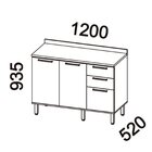 Balcão Para Cozinha 3 Portas Castanha Cinza / Freijó