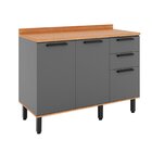 Balcão Para Cozinha 3 Portas Castanha Cinza / Freijó