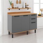 Balcão Para Cozinha 3 Portas Castanha Cinza / Freijó