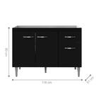 Balcão Para Cozinha 3 Portas Derby Preto Fosco