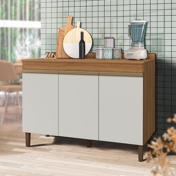 Balcão Para Cozinha 3 Portas Nature Off White Jade Peternella