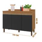 Balcão Para Cozinha 3 Portas Nature Preto Fosco Jade Peternel