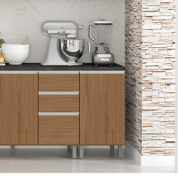 Balcão Para Cozinha 40cm 1 Porta Evidence  Carvalho