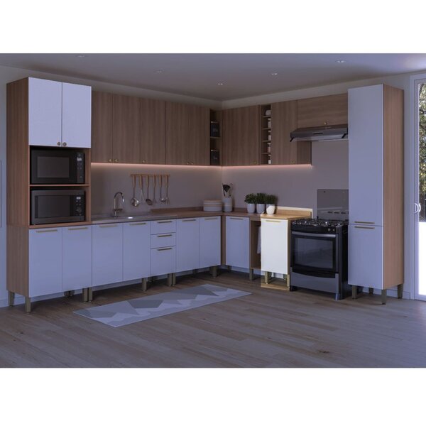 Balcão Para Cozinha 40cm Com Tampo 1 Porta Sálvia Branco/frei