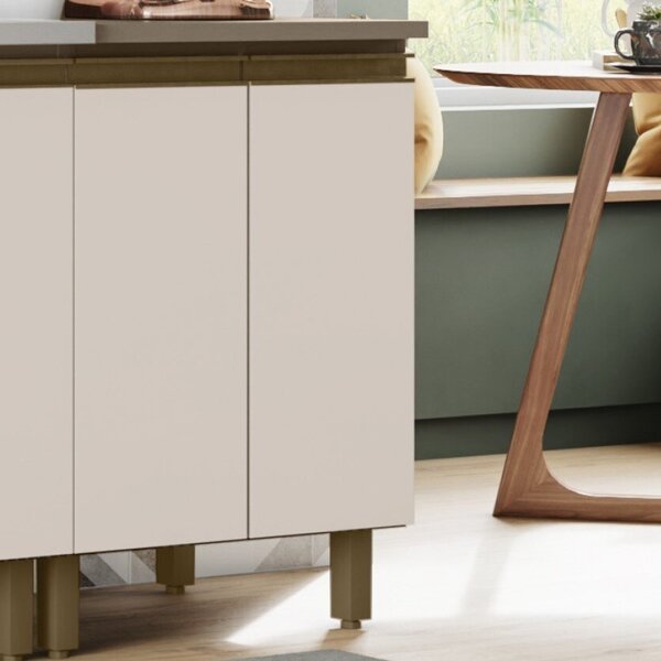 Balcão Para Cozinha 60cm 2 Portas Évelin  Duna/cristal