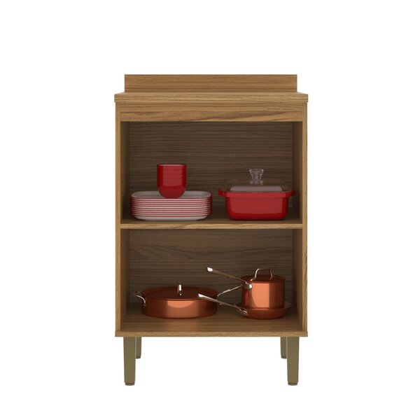 Balcão Para Cozinha 60cm 2 Portas Ipê/cristalo