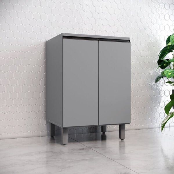 Balcão Para Cozinha 60cm 2 Portas Ketlin  Cinza