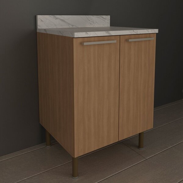 Balcão Para Cozinha 60cm Com 2 Portas E 1 Prateleira Freijó