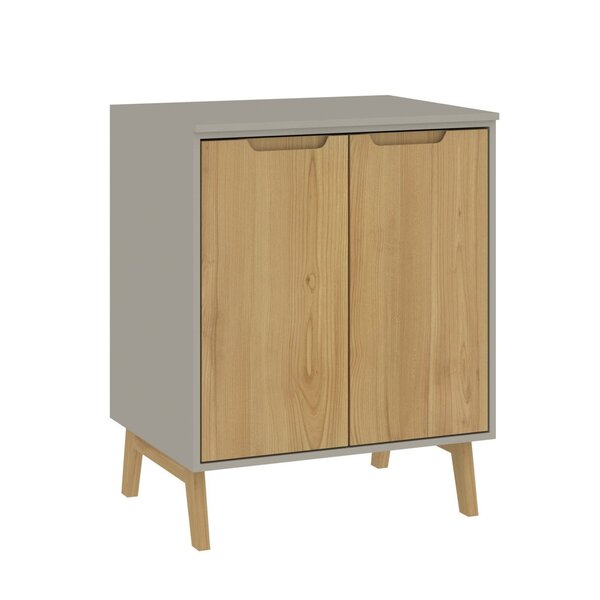 Balcão Para Cozinha 70cm Com Tampo 2 Portas Com Pés Wood Cinz