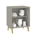 Balcão Para Cozinha 70cm Com Tampo 2 Portas Com Pés Wood Cinz