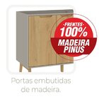 Balcão Para Cozinha 70cm Com Tampo 2 Portas Com Pés Wood Cinz