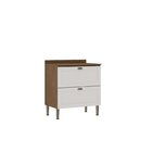 Balcao Para Cozinha 80cm 2 Gavetas Conecta  Ébano/branco