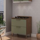 Balcão Para Cozinha 80cm 2 Gavetas Conecta Genialflex Ébano/a