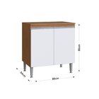 Balcão Para Cozinha 80cm 2 Portas Athena Freijó/branco