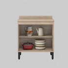 Balcão Para Cozinha 80cm 2 Portas Firenze Avena Touch/grafito