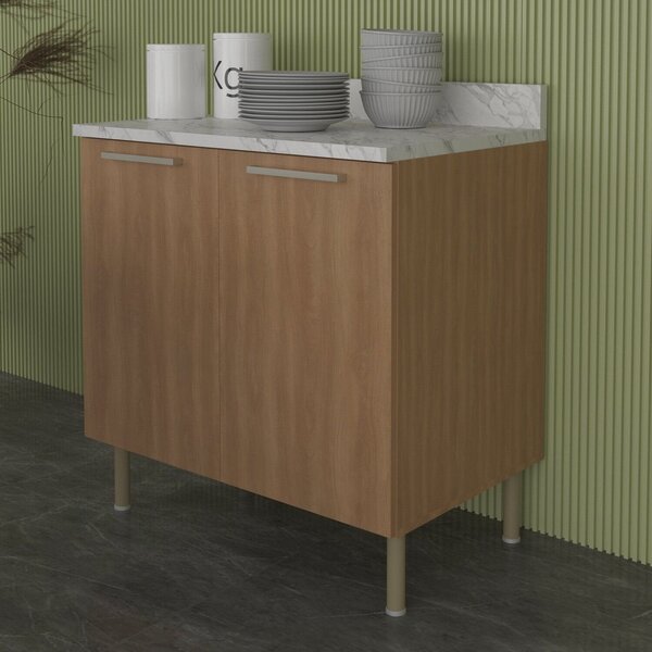 Balcão Para Cozinha 80cm Com 2 Portas E 1 Prateleira Freijó