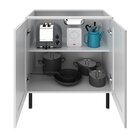 Balcão Para Cozinha 80cm Em Mdf 2 Portas E 1 Prateleira Branco