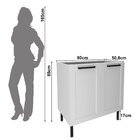 Balcão Para Cozinha 80cm Em Mdf 2 Portas E 1 Prateleira Branco