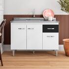 Balcão Para Cozinha Alessandra 1,2 Branco Preto Sem Tampo