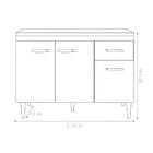 Balcão Para Cozinha Alessandra 1,2 Branco Preto Sem Tampo