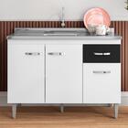 Balcão Para Cozinha Alessandra 1,2 Branco Preto Sem Tampo