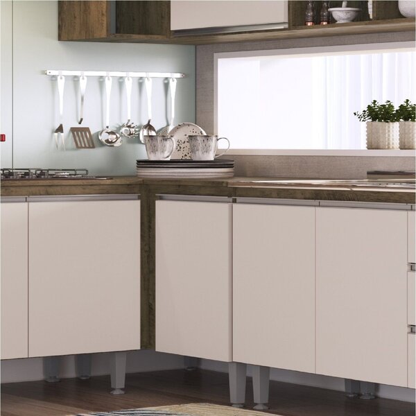 Balcao Para Cozinha Canto Reto Athena Itauba/ Off White