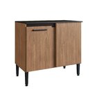 Balcao Para Cozinha Canto Reto Giovanna Freijó/preto