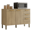 Balcão Para Cozinha Com 3 Portas E 2 Gavetas Éssen Freijó