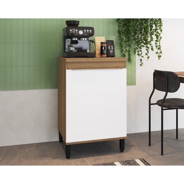 Balcão Para Cozinha Com Pés 60cm 1 Porta Paola Delmarco Mel/b